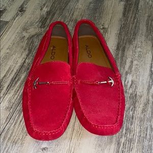 All red loafers